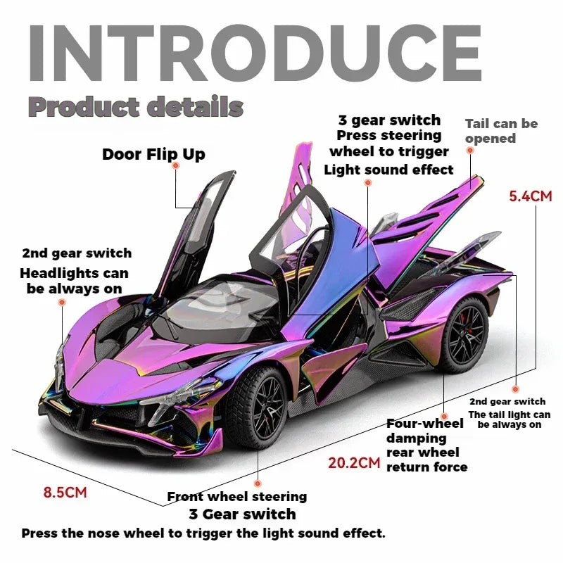 Apollo Project EVO 1:24 Diecast Metal Electroplated Sports Car - ToylandEU