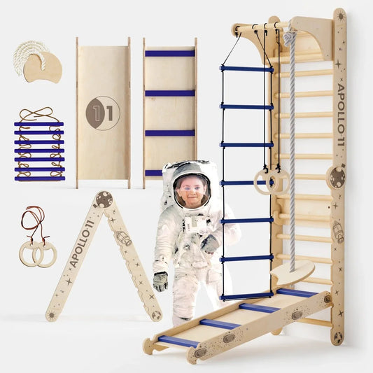 Apollo Swedish Wall / Climbing ladder for Little Austronauts + Moon swing Set + Slide Board - ToylandEU