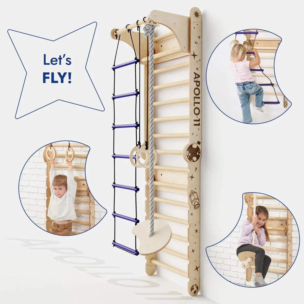 Apollo Swedish Wall / Climbing ladder for Little Austronauts + Moon swing Set + Slide Board - ToylandEU