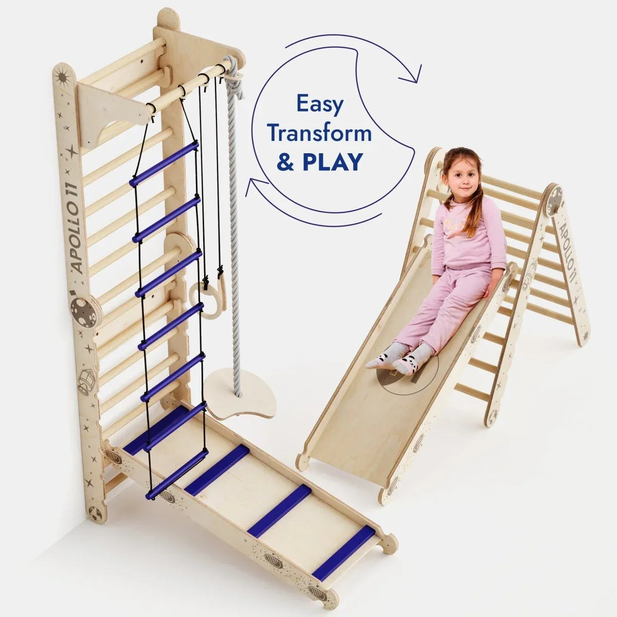Apollo Swedish Wall / Climbing ladder for Little Austronauts + Moon swing Set + Slide Board - ToylandEU
