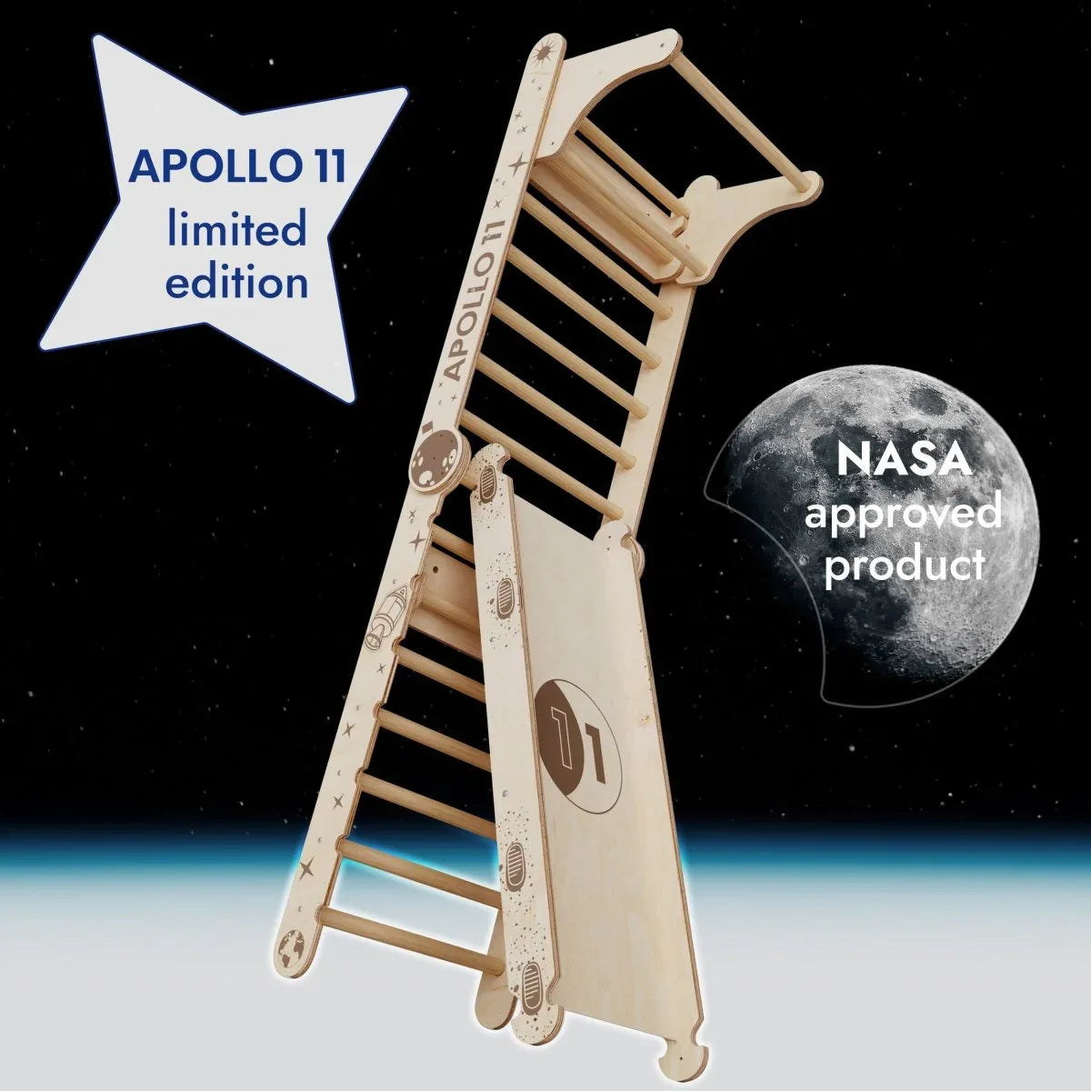 Apollo Swedish Wall / Climbing ladder for Little Austronauts + Moon swing Set + Slide Board - ToylandEU