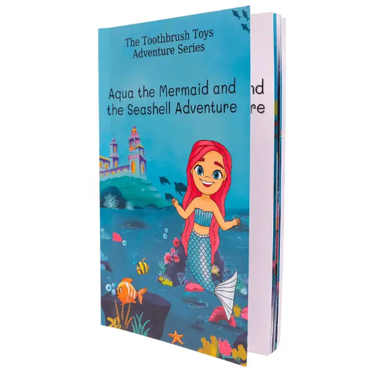Aqua the Mermaid Storybook for Kids - Aqua Seashell Adventure - Toothbrush Toys