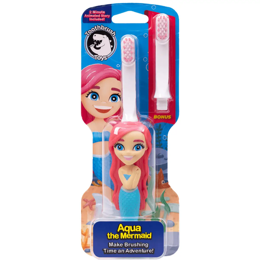 Aqua the Mermaid Toothbrush for Kids With Toy Fun - Toothbrush Toys