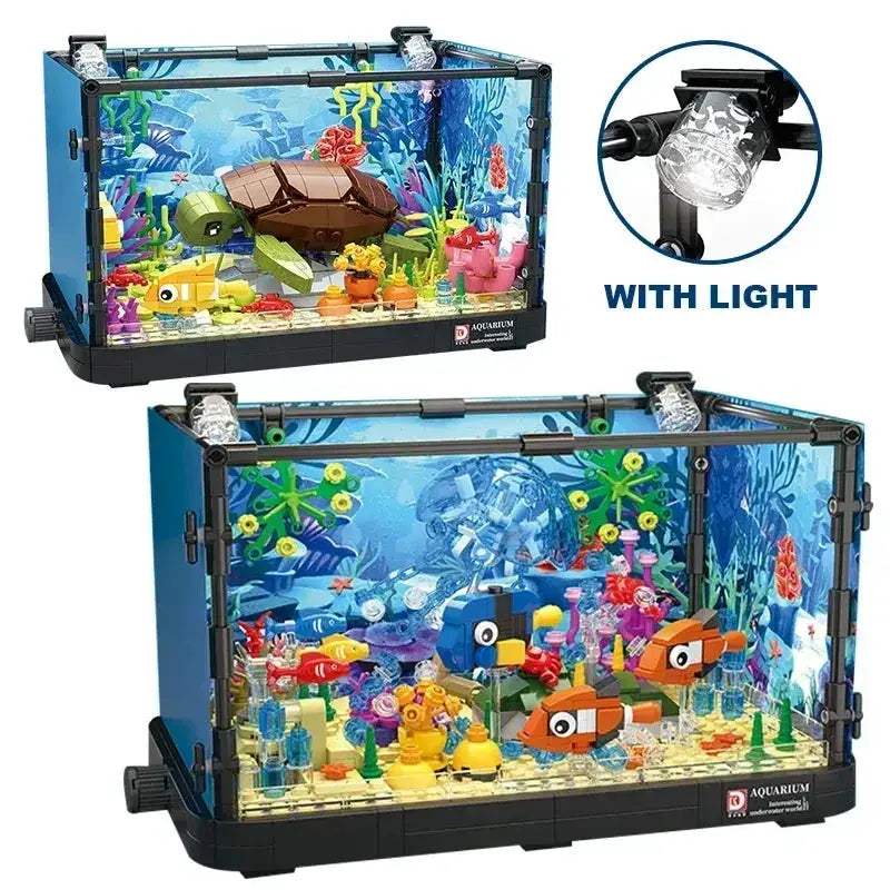 Aquarium Building Blocks Sea Life Set With Light And Seafloor - ToylandEU
