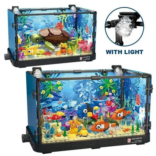 Aquarium Building Blocks Sea Life Set With Light And Seafloor - ToylandEU