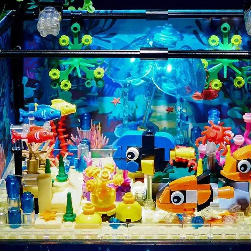 Aquarium Building Blocks Sea Life Set With Light And Seafloor - ToylandEU