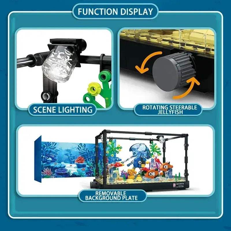 Aquarium Building Blocks Sea Life Set With Light And Seafloor - ToylandEU