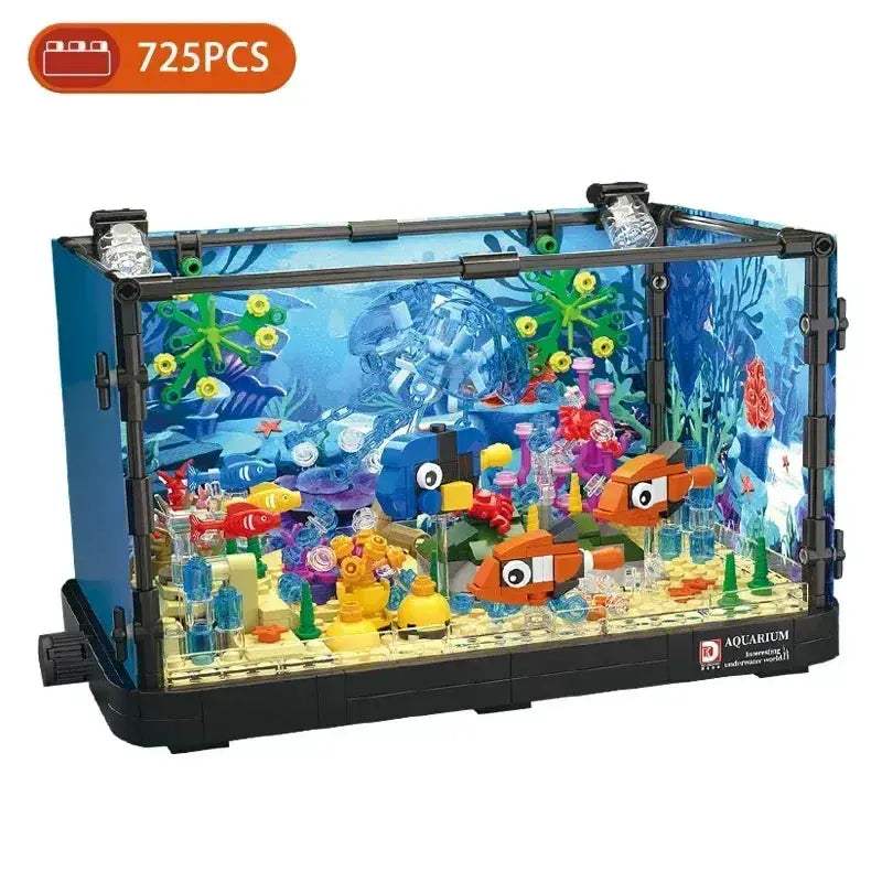 Aquarium Building Blocks Sea Life Set With Light And Seafloor - ToylandEU