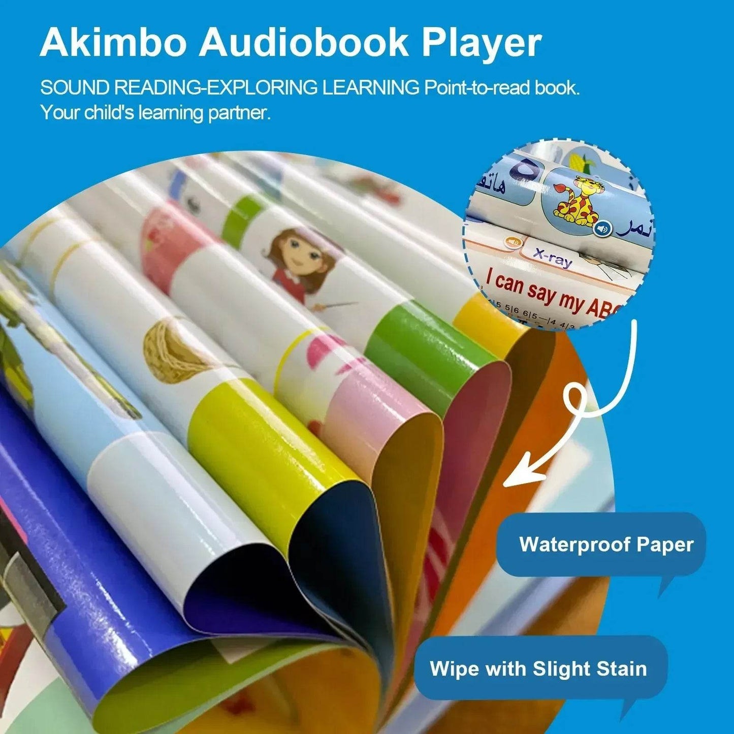 Arabic English Ebook Point Reading USB Charging Waterproof Paper Sound Hanging Book Children s Early Education Educational Toy - ToylandEU