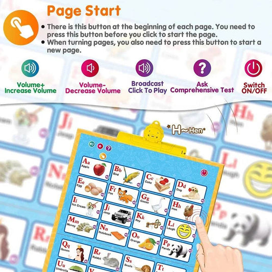 Машина за четене на арабски английски и английски точковидни точки за развитие на бебешката интелигентност, многофункционална дъска за рисуване, стенна диаграма за ранно образование - ToylandEU