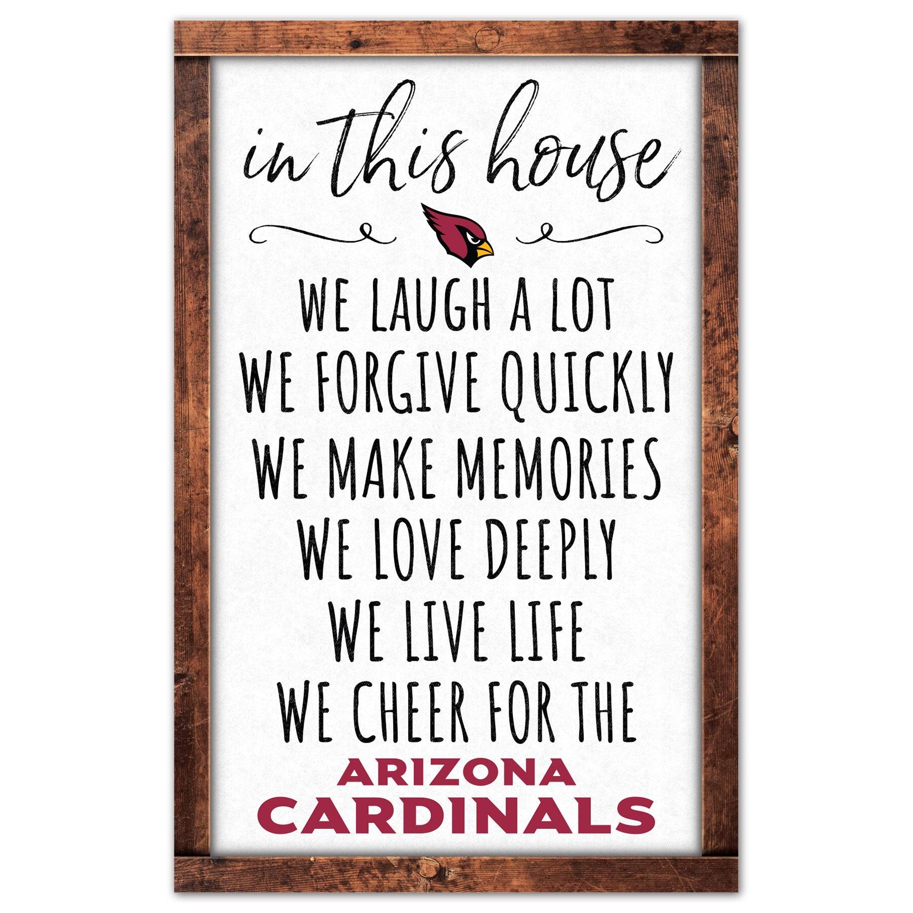 Arizona Cardinals 11x17 Wood Sign In This House Wall Art - ToylandEU