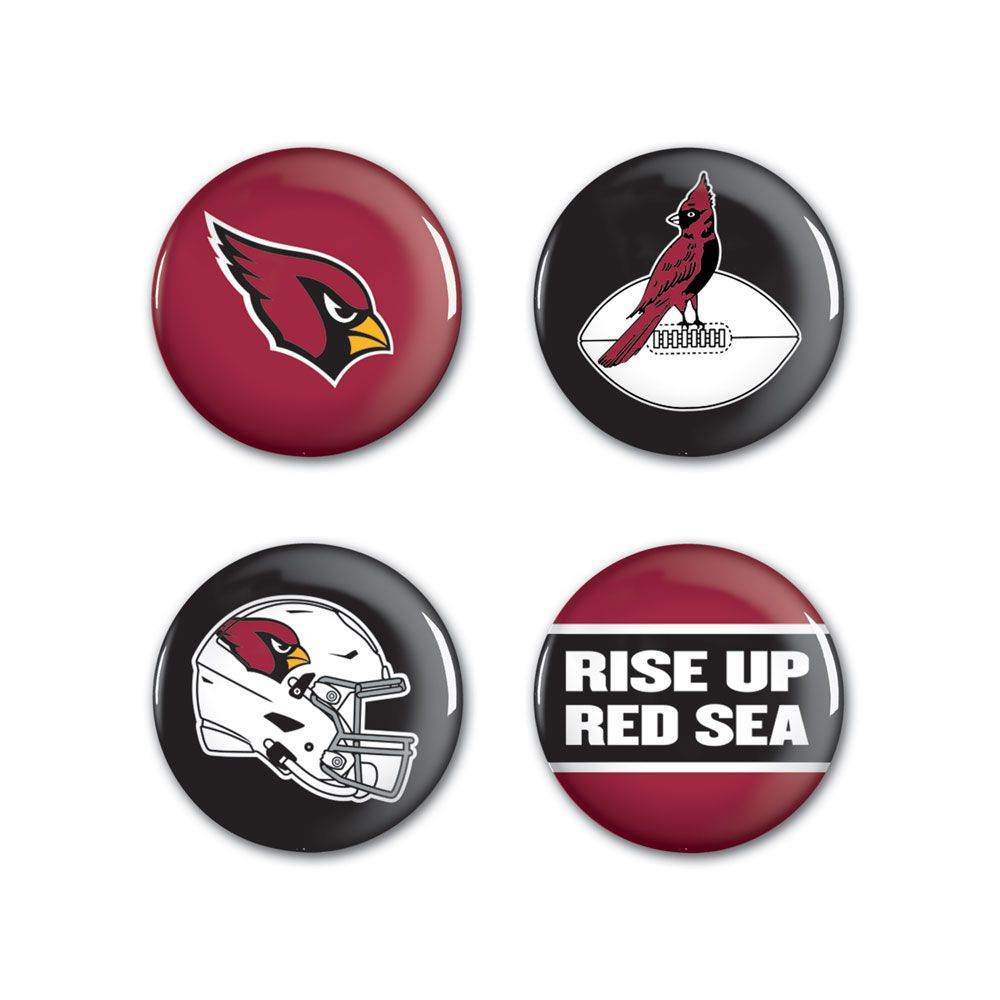 Arizona Cardinals Buttons 4 Pack Logos Slogan Helmet - ToylandEU