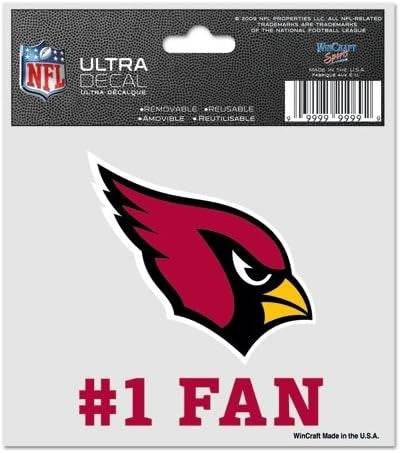 Arizona Cardinals Decal 3x4 Multi Use Number One Fan - ToylandEU