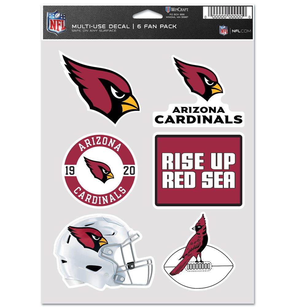 Arizona Cardinals Decal Multi Use Fan Pack Six Decals - ToylandEU