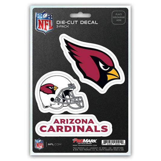 Arizona Cardinals Die Cut Decal Pack 3 Premium Clear Vinyl - ToylandEU