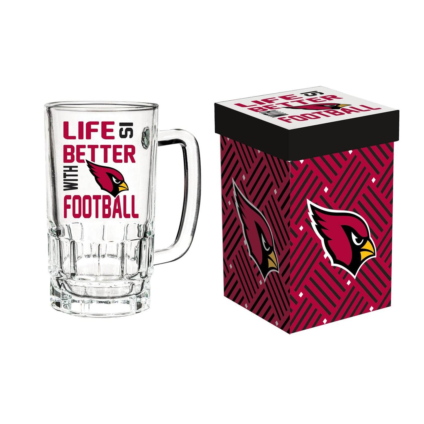 Arizona Cardinals Glass 18oz Tankard Boxed Gift Set - ToylandEU