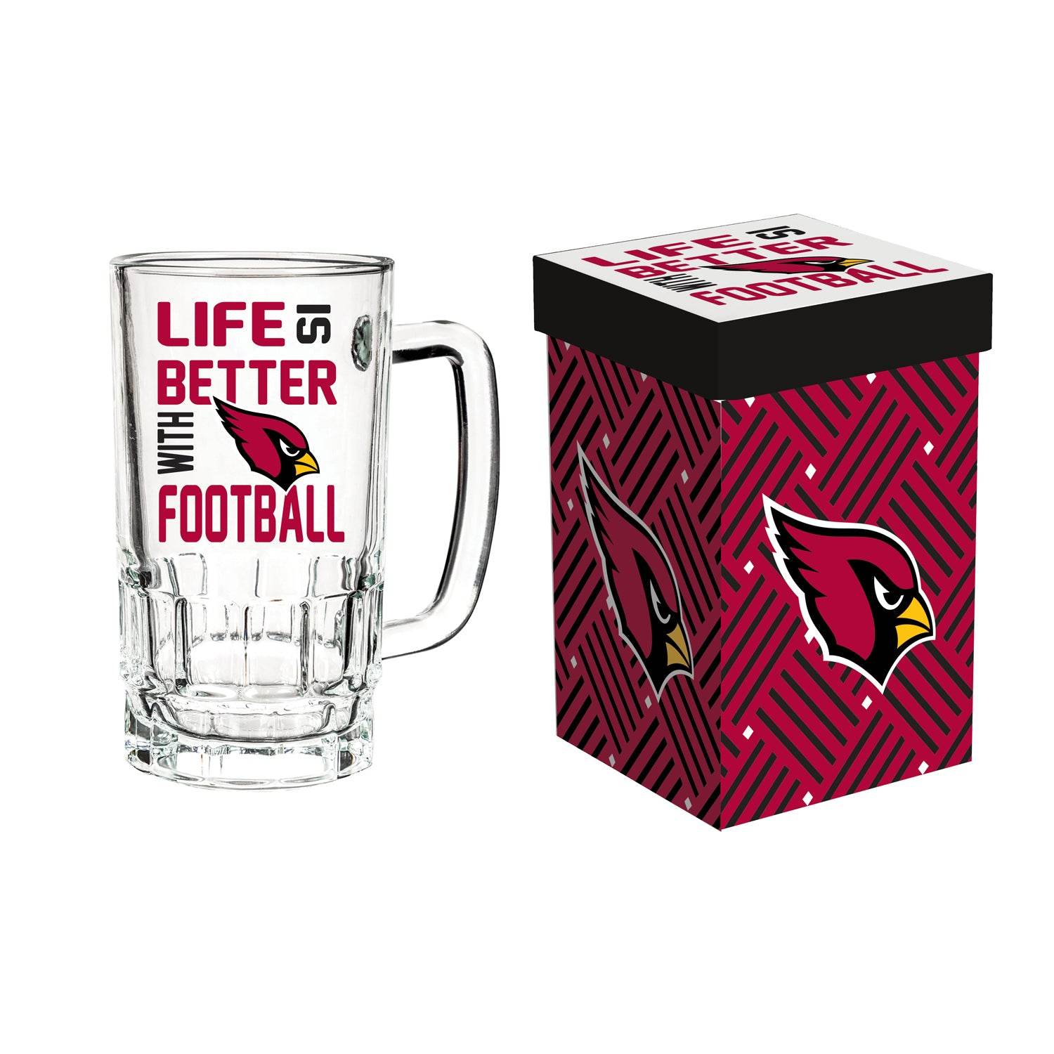 Arizona Cardinals Glass 18oz Tankard Boxed Gift Set - ToylandEU