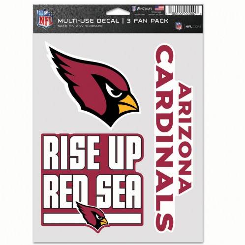 Arizona Cardinals Multi Use Fan Decal Pack 3 Removable - ToylandEU