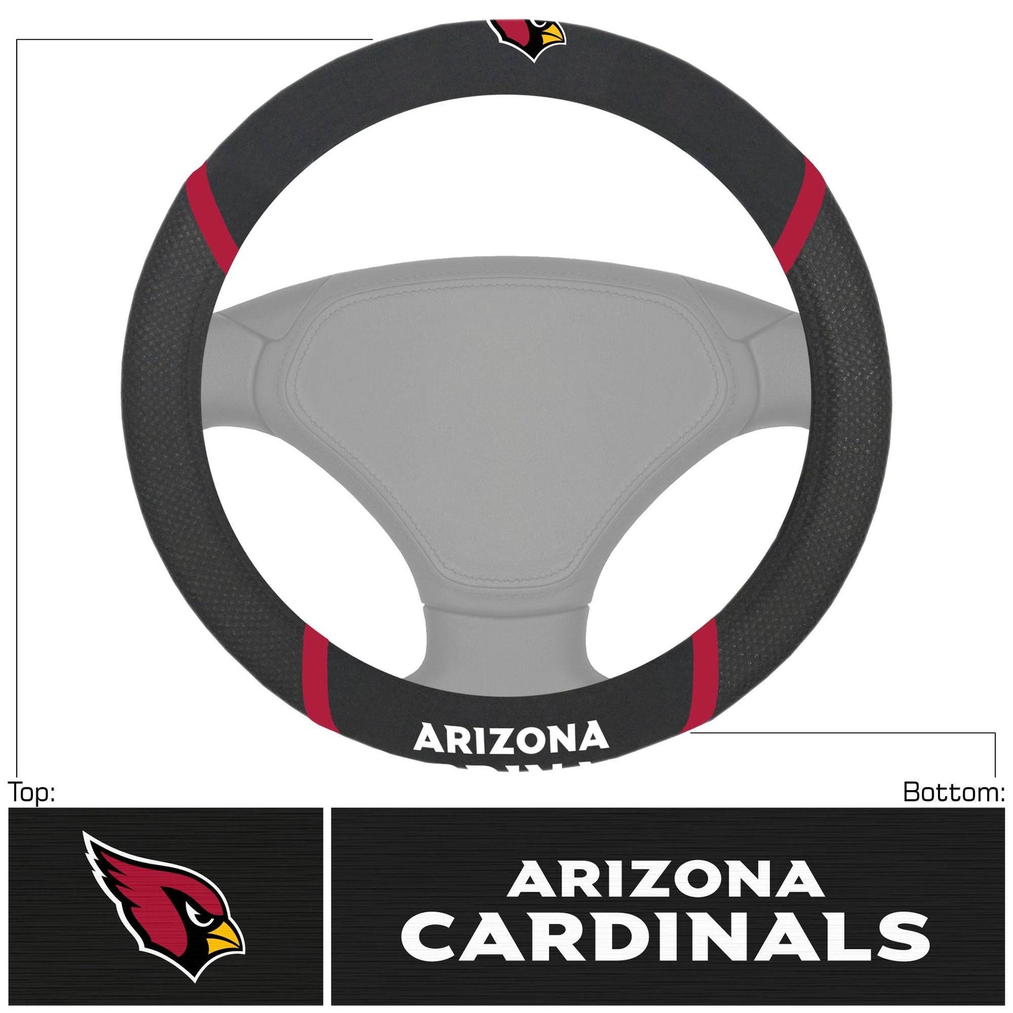 Arizona Cardinals Steering Wheel Cover Mesh And Stitched - ToylandEU