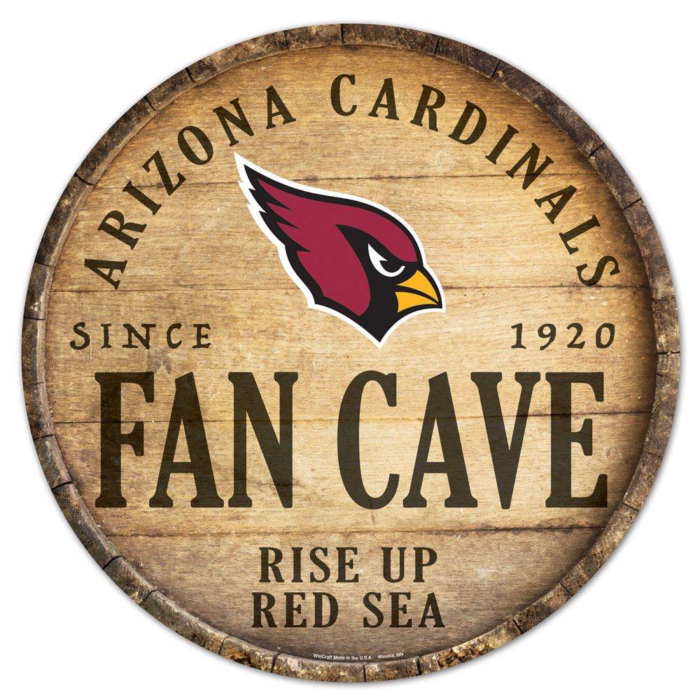 Arizona Cardinals Wood Sign 14 Inch Round Barrel Top Decor - ToylandEU