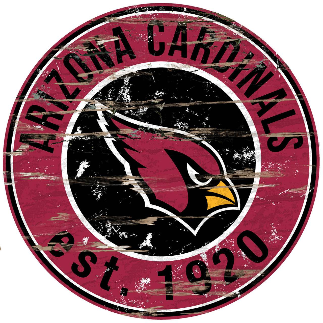 Arizona Cardinals Wood Sign Round 24 Inch Distressed Art - ToylandEU