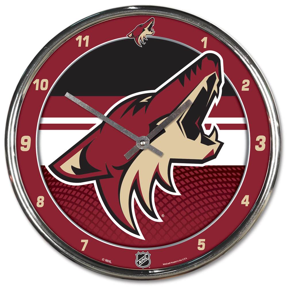 Arizona Coyotes Round Chrome Wall Clock for Fan Cave - ToylandEU