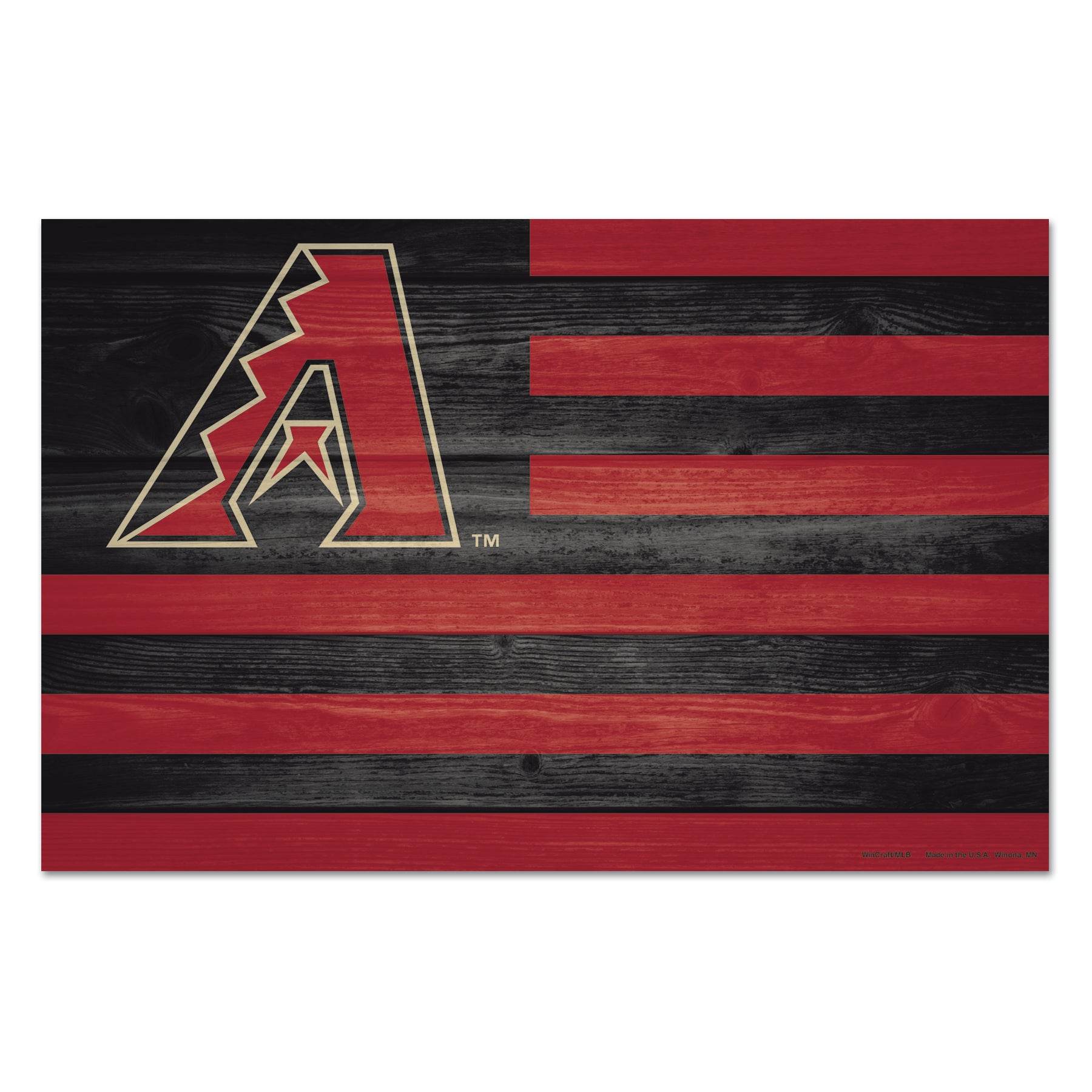 Arizona Diamondbacks 11x17 Wood Flag Sign Home Decor - ToylandEU