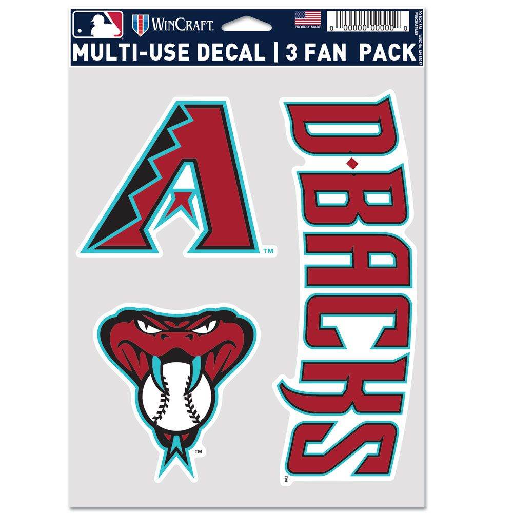 Arizona Diamondbacks Decal Set 3 Pack for Indoor Outdoor Use - ToylandEU