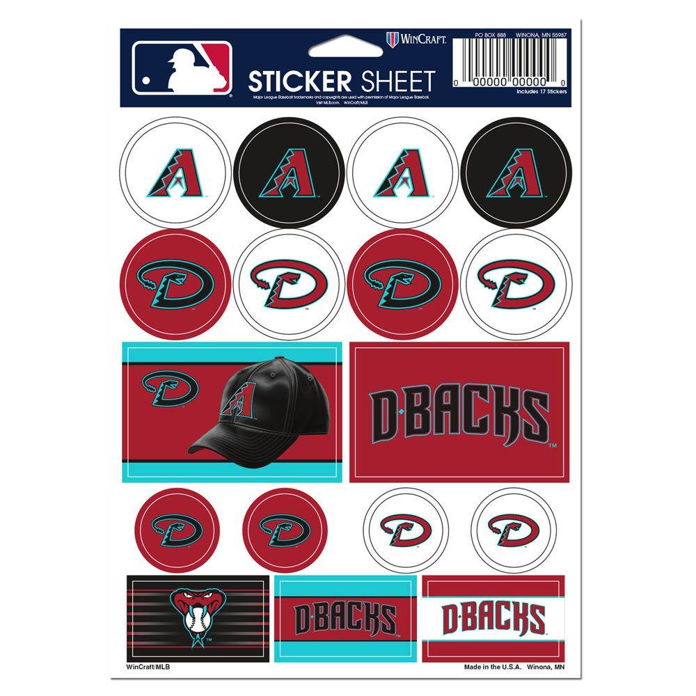 Arizona Diamondbacks Decal Sheet 5x7 Vinyl Stickers Pack - ToylandEU