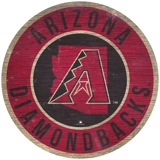 Arizona Diamondbacks Round Wood Sign State Design Decor - ToylandEU