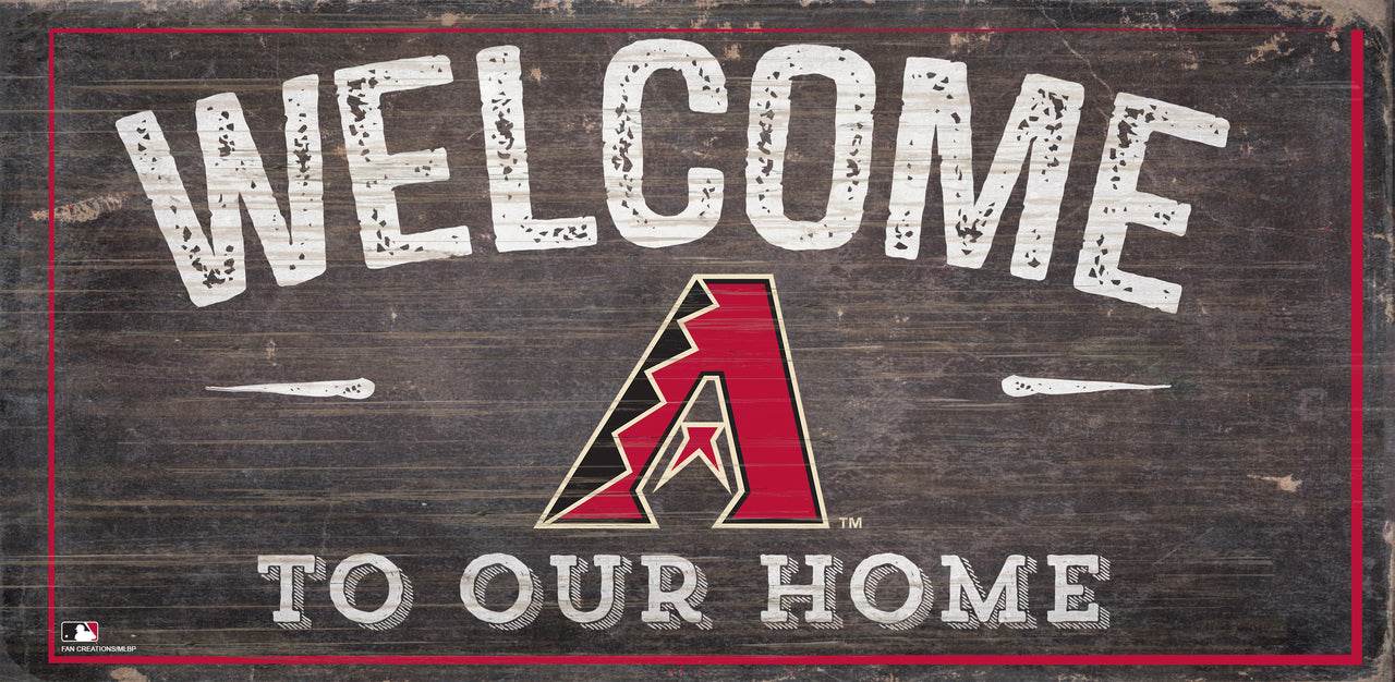 Arizona Diamondbacks Wood Sign Welcome To Our Home 6x12 - ToylandEU
