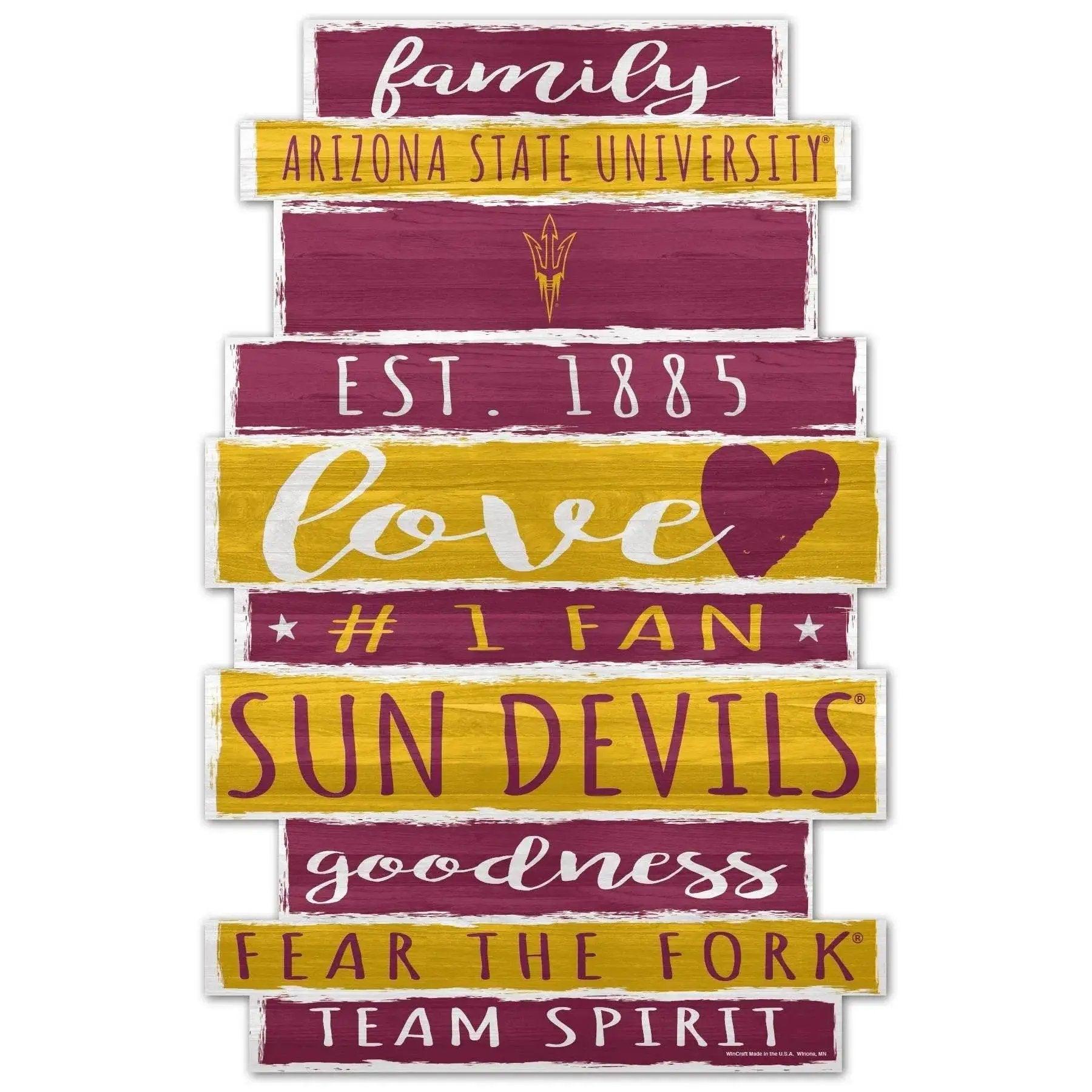  Arizona State Sun Devils 11x17 Wood Family Word Design Sign -  ToylandEU™