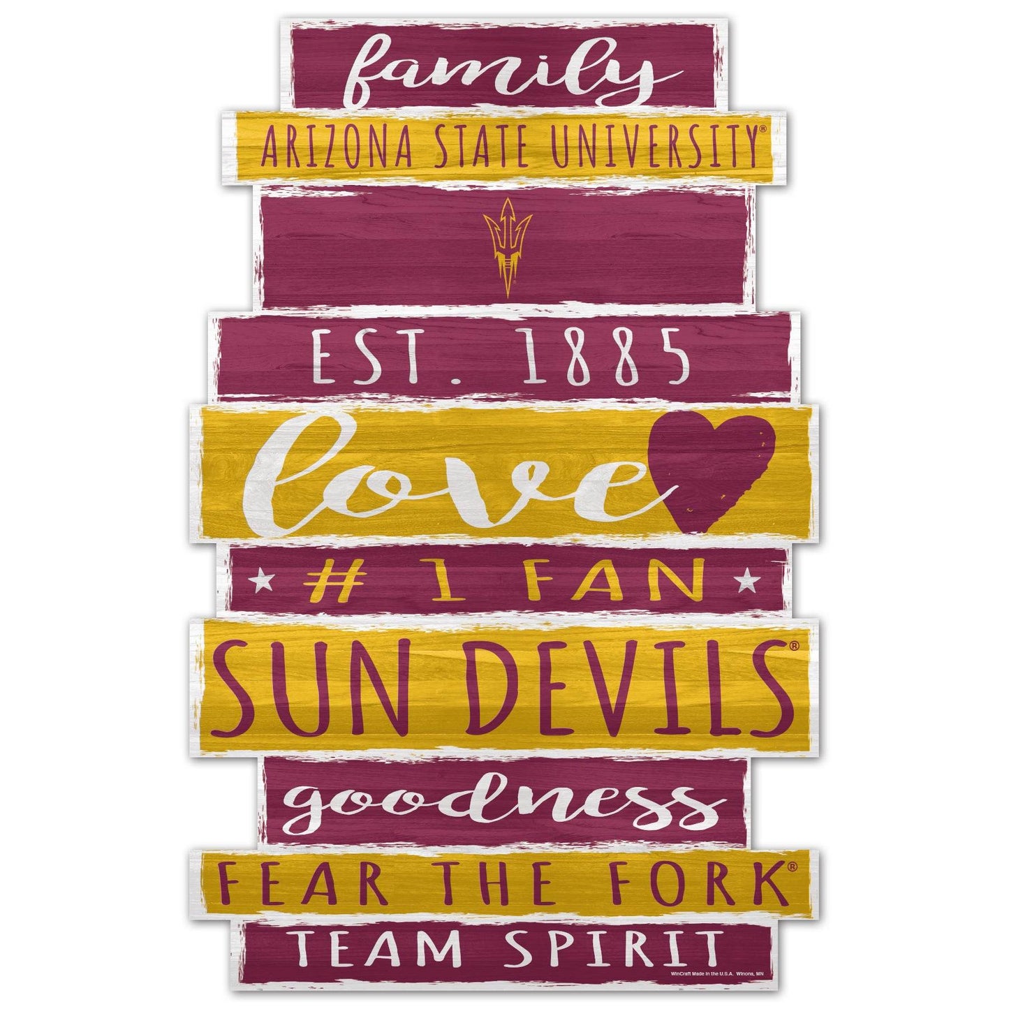 Arizona State Sun Devils 11x17 Wood Family Word Design Sign - ToylandEU