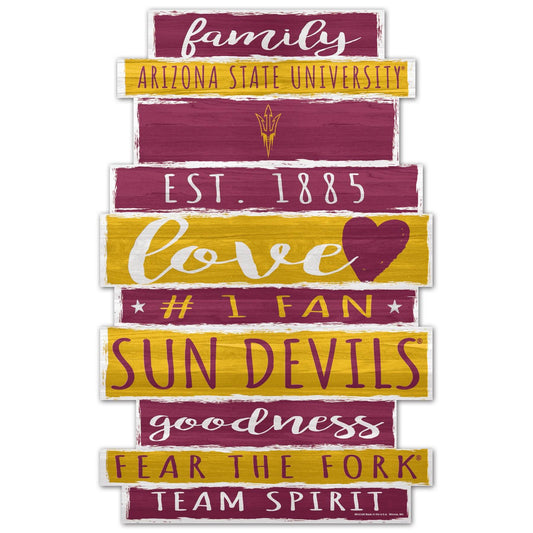 Arizona State Sun Devils 11x17 Wood Family Word Design Sign - ToylandEU