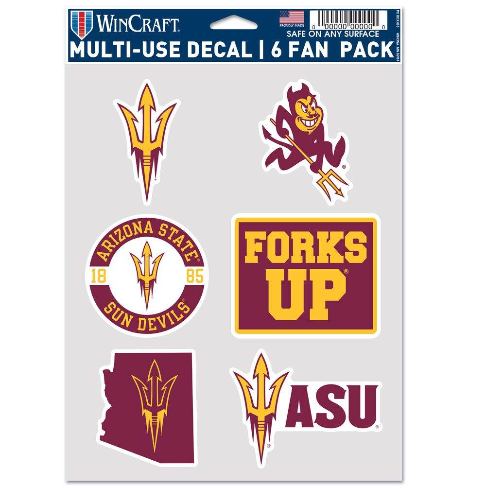 Arizona State Sun Devils Decal Set Multi Use 6 Pack - ToylandEU