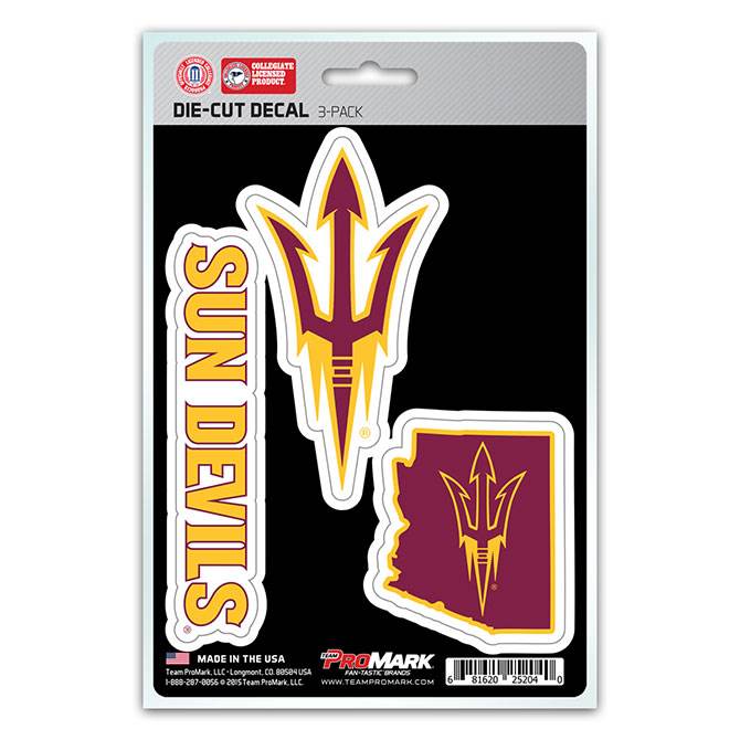Arizona State Sun Devils Die Cut Decal 3 Pack Premium Vinyl - ToylandEU