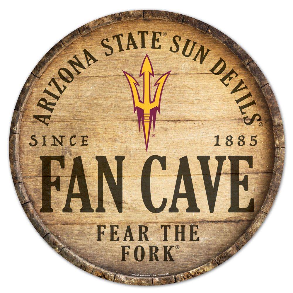 Arizona State Sun Devils Round Wood Sign 14 Inch Barrel Top - ToylandEU