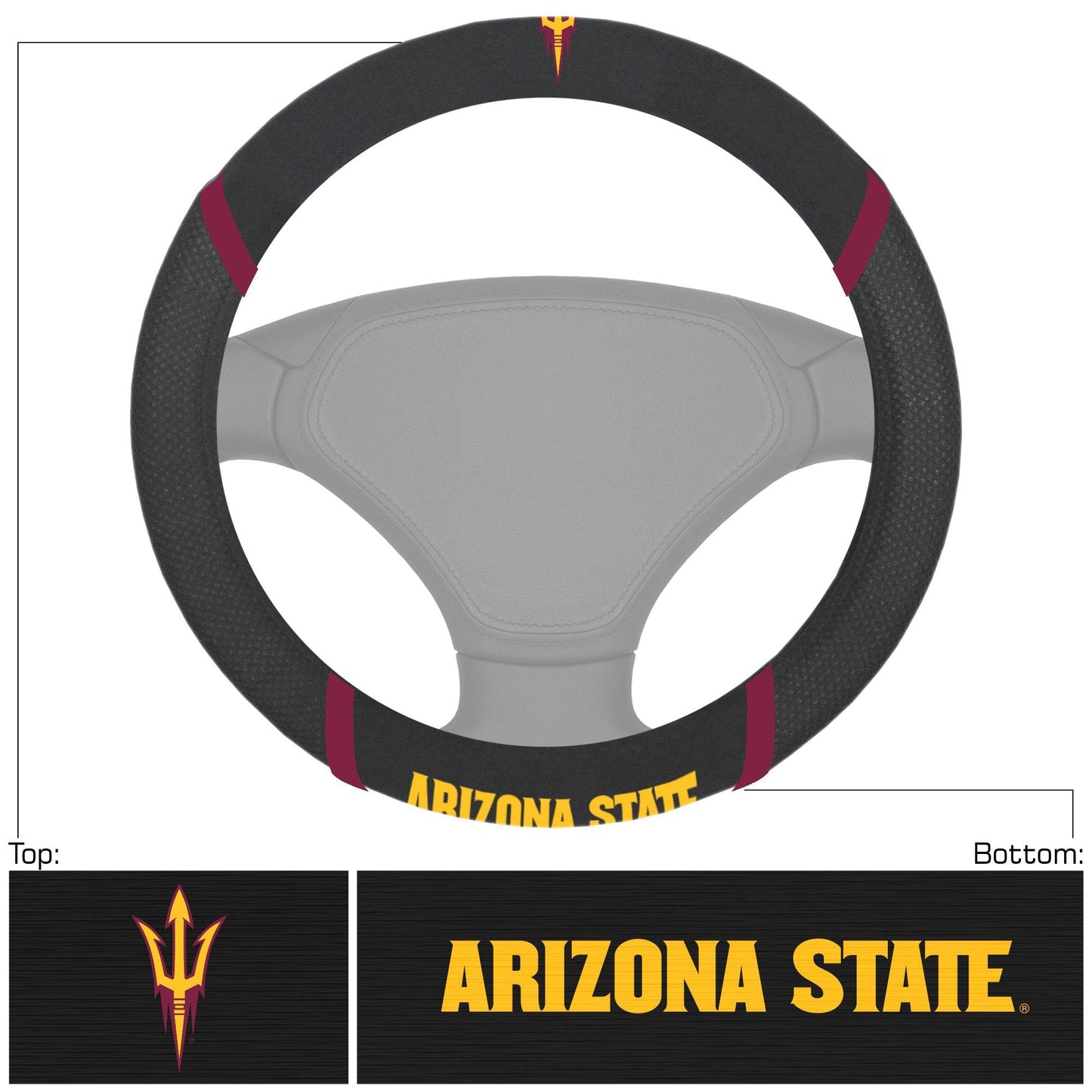 Arizona State Sun Devils Steering Wheel Cover Mesh Stitched - ToylandEU