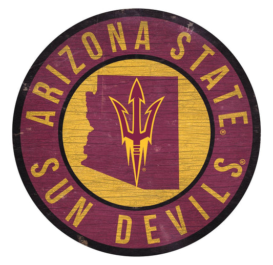 Arizona State Sun Devils Wood Sign Round 12 Inch Design - ToylandEU