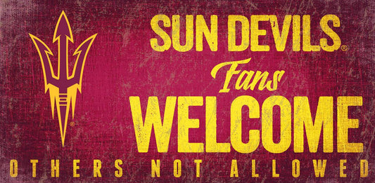 Arizona State Sun Devils Wood Sign Welcome Fans 12x6 Inches - ToylandEU