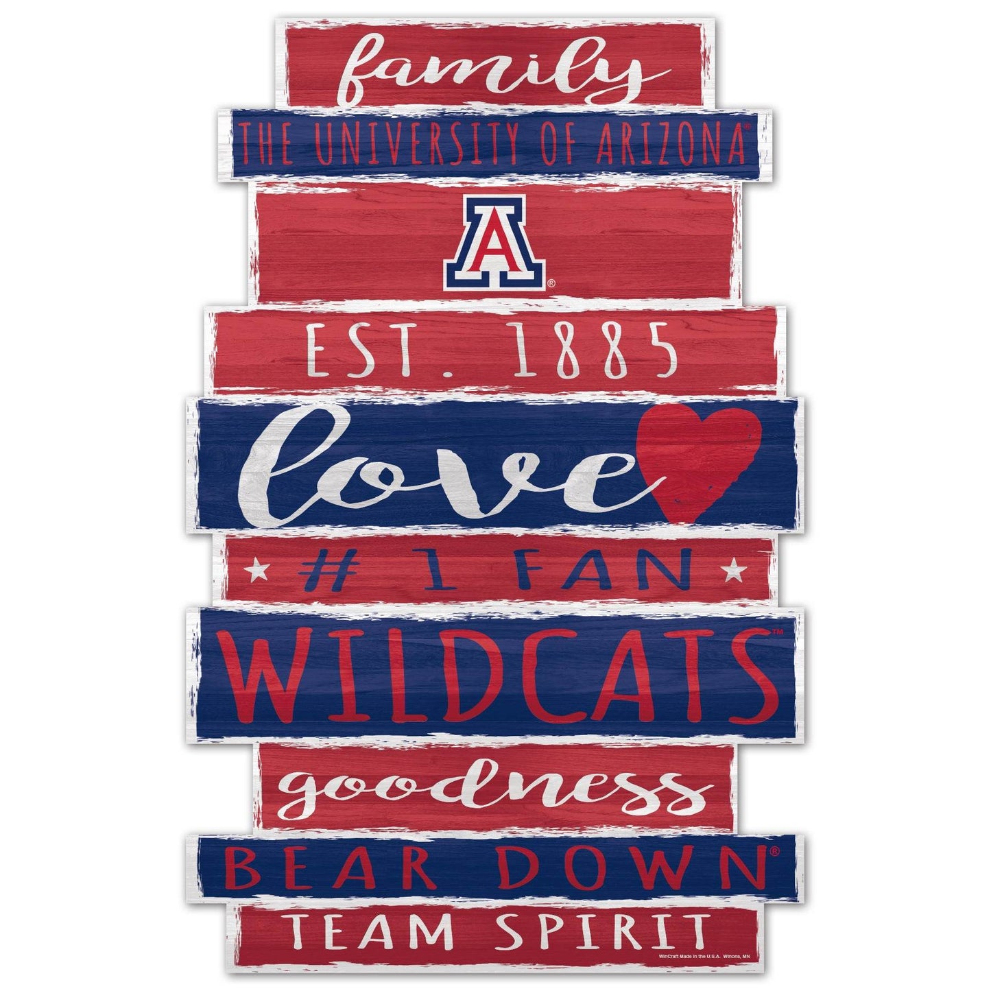 Arizona Wildcats 11x17 Wood Sign Family Word Design - ToylandEU