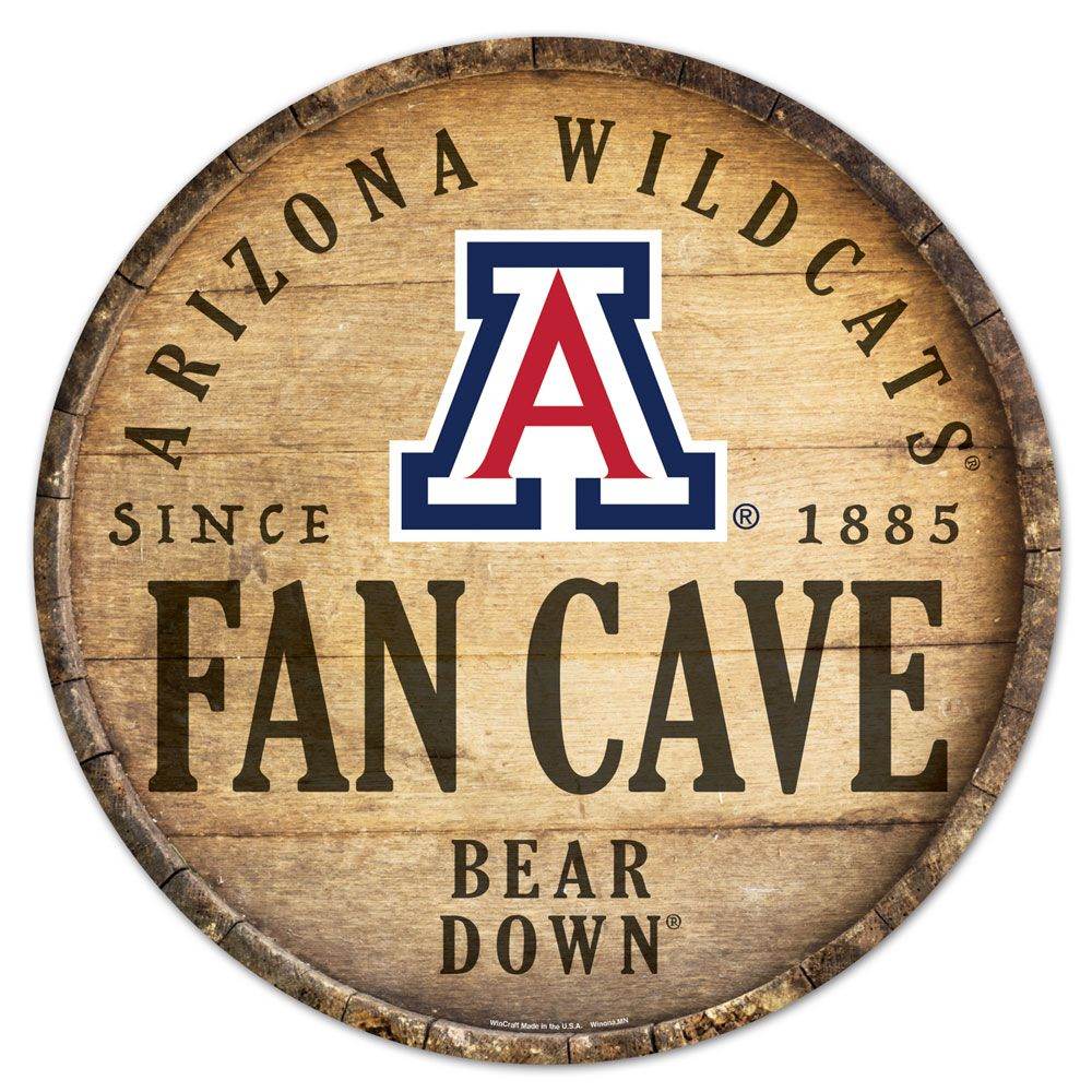 Arizona Wildcats Round Wood Sign 14 Inch Barrel Top Decor - ToylandEU