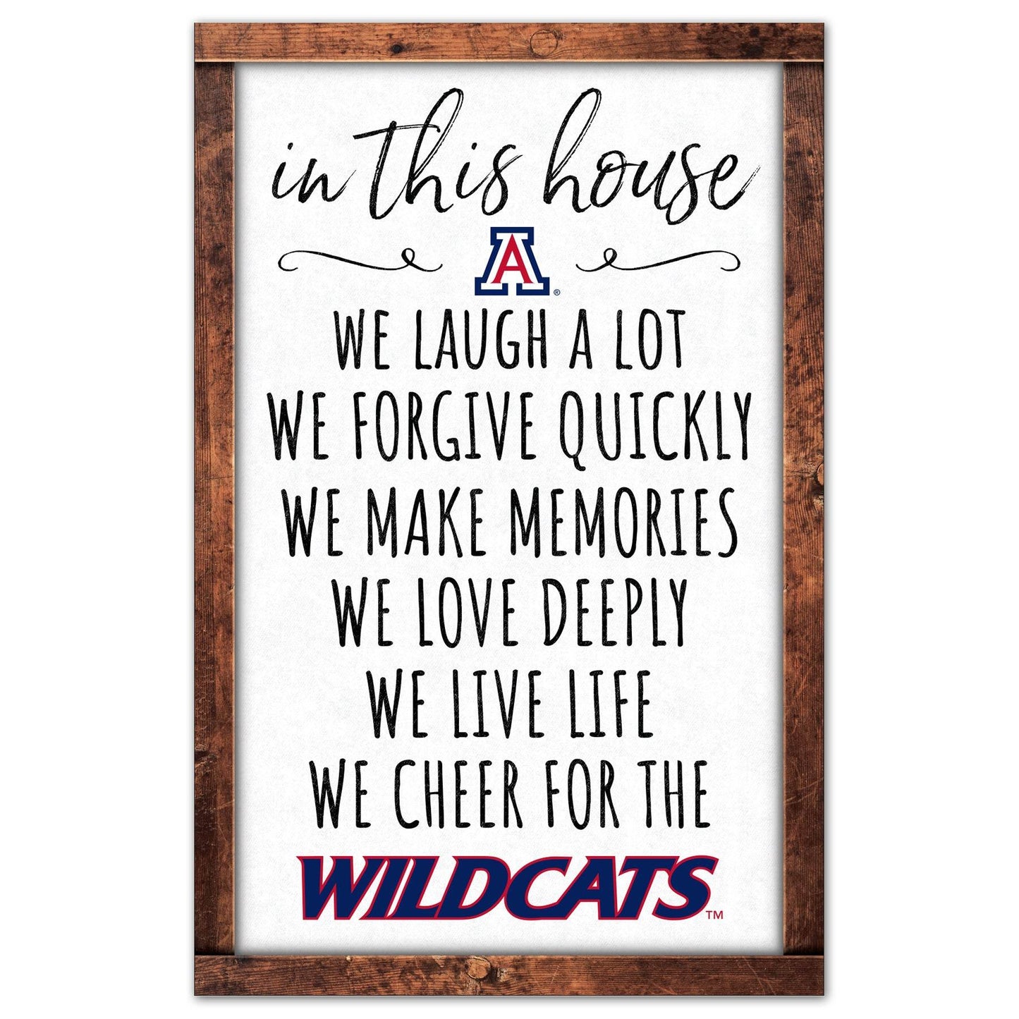Arizona Wildcats Wood Sign 11x17 In This House Decor - ToylandEU