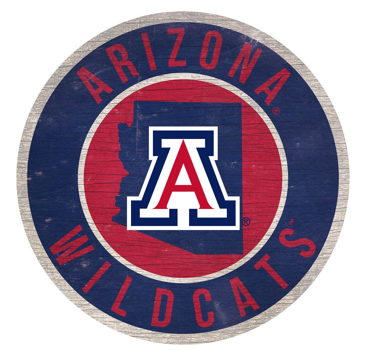 Arizona Wildcats Wood Sign Round 12 Inch State Design - ToylandEU