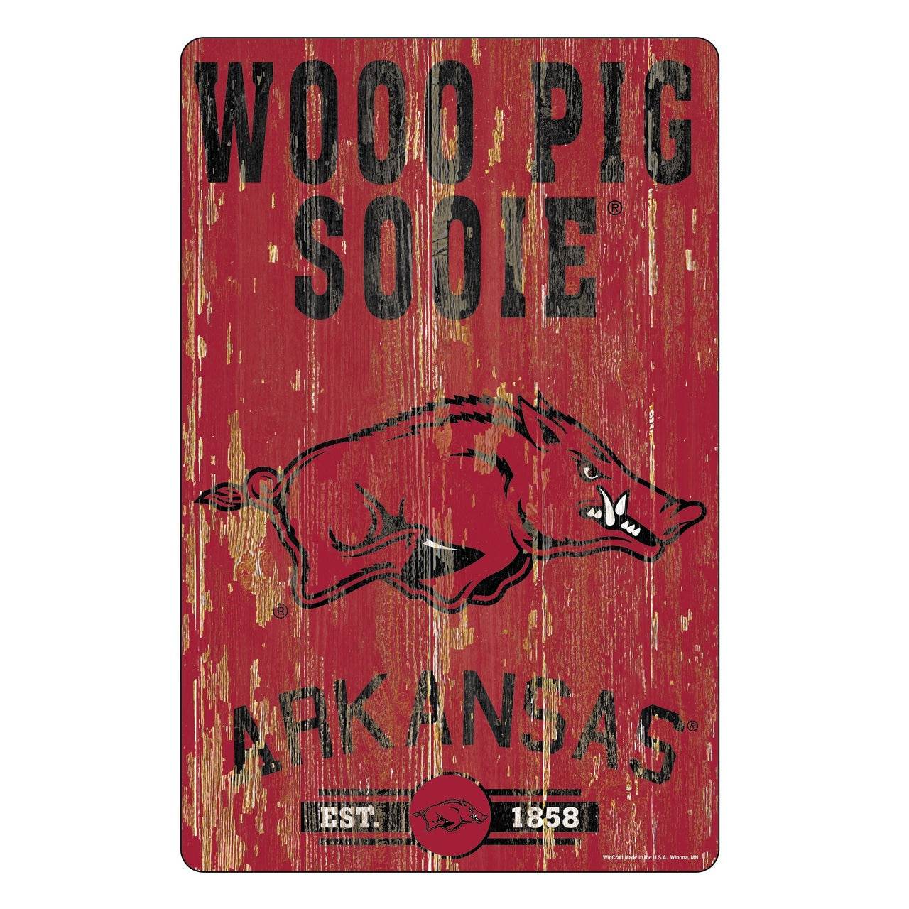 Arkansas Razorbacks 11x17 Wood Sign Slogan Design Wincraft - ToylandEU