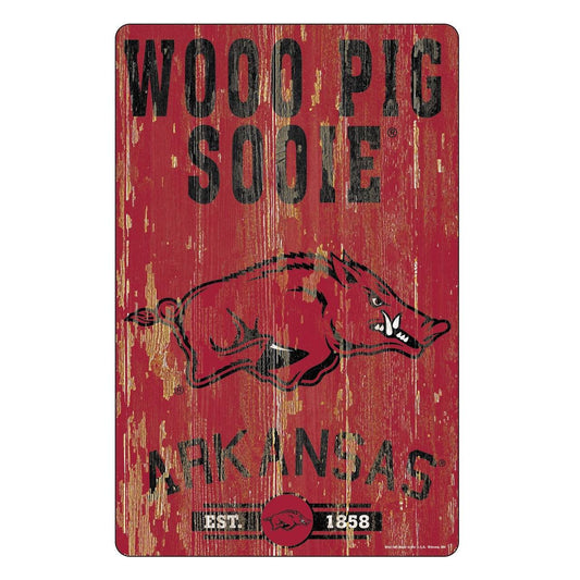 Arkansas Razorbacks 11x17 Wood Sign Slogan Design Wincraft - ToylandEU