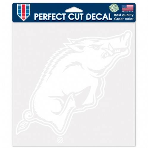 Arkansas Razorbacks Decal 8x8 Perfect Cut White Vinyl - ToylandEU