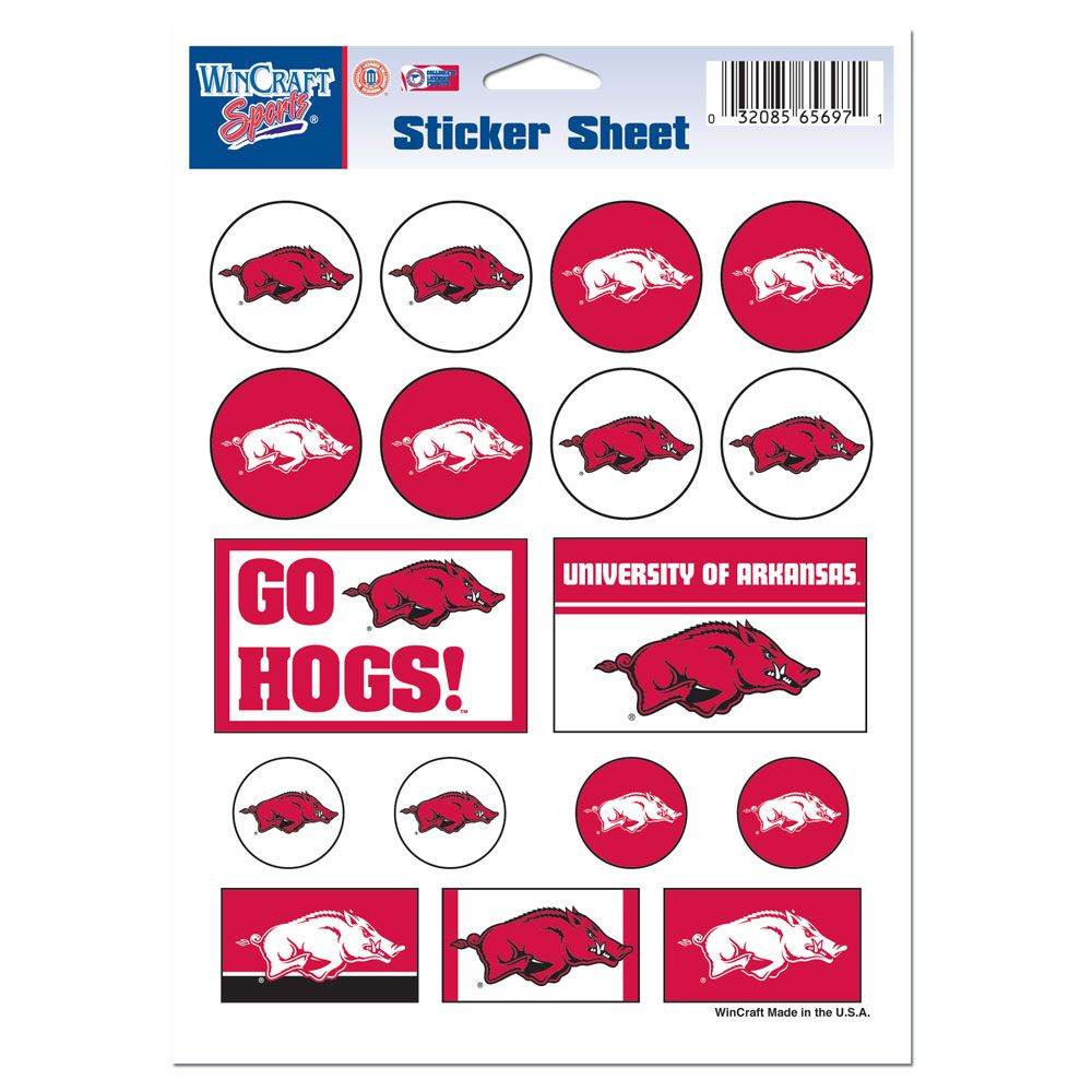 Arkansas Razorbacks Decal Sheet 5x7 Vinyl Sticker Pack - ToylandEU