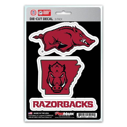 Arkansas Razorbacks Die Cut Decals 3 Pack Premium Vinyl - ToylandEU