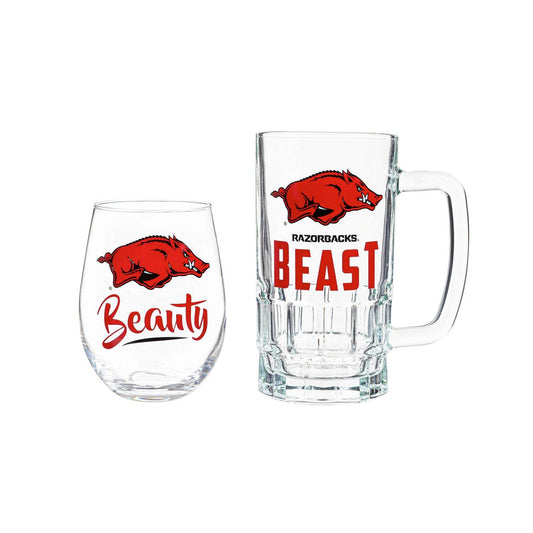 Arkansas Razorbacks Drink Set Boxed 17oz Stemless Wine Glass - ToylandEU